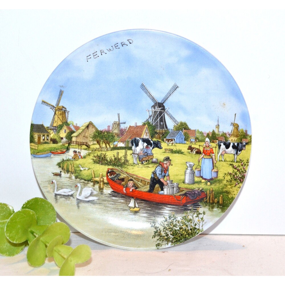 Vintage Plate Decorative Dutch Delftware Life in The Netherlands